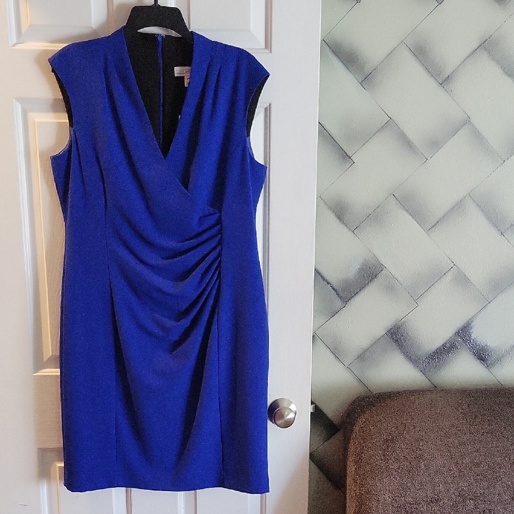 Dana Buchman Blue Ruched Sheath Mini Dress
